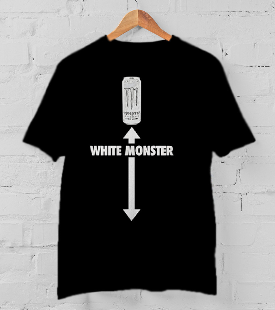 White Monster Energy Drink Can With Arrow Direction T-Shirt