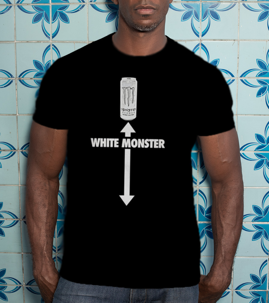 White Monster Energy Drink Can With Arrow Direction T-Shirt