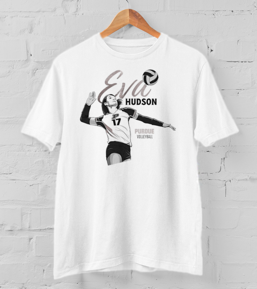 Eva Hudson Purdue Volleyball Player Number 17 In Action T-Shirt