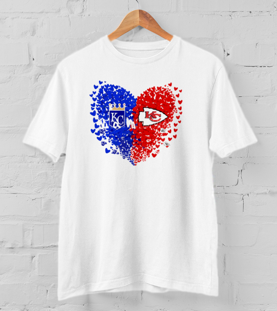 Heart Kansas City Royals KC And Kansas City Chiefs KC T-Shirt