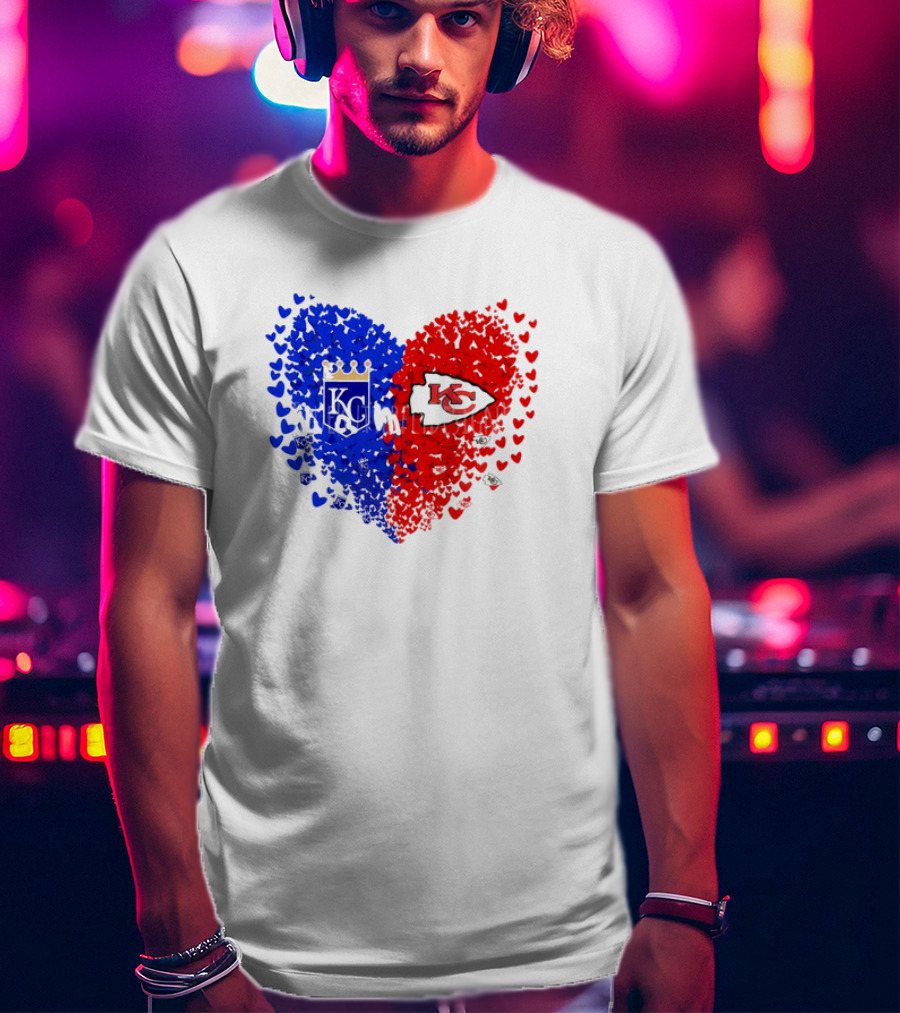 Heart Kansas City Royals KC And Kansas City Chiefs KC T-Shirt
