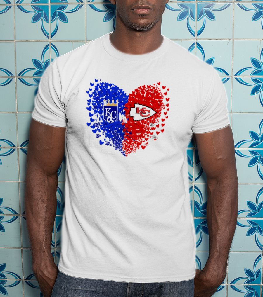 Heart Kansas City Royals KC And Kansas City Chiefs KC T-Shirt