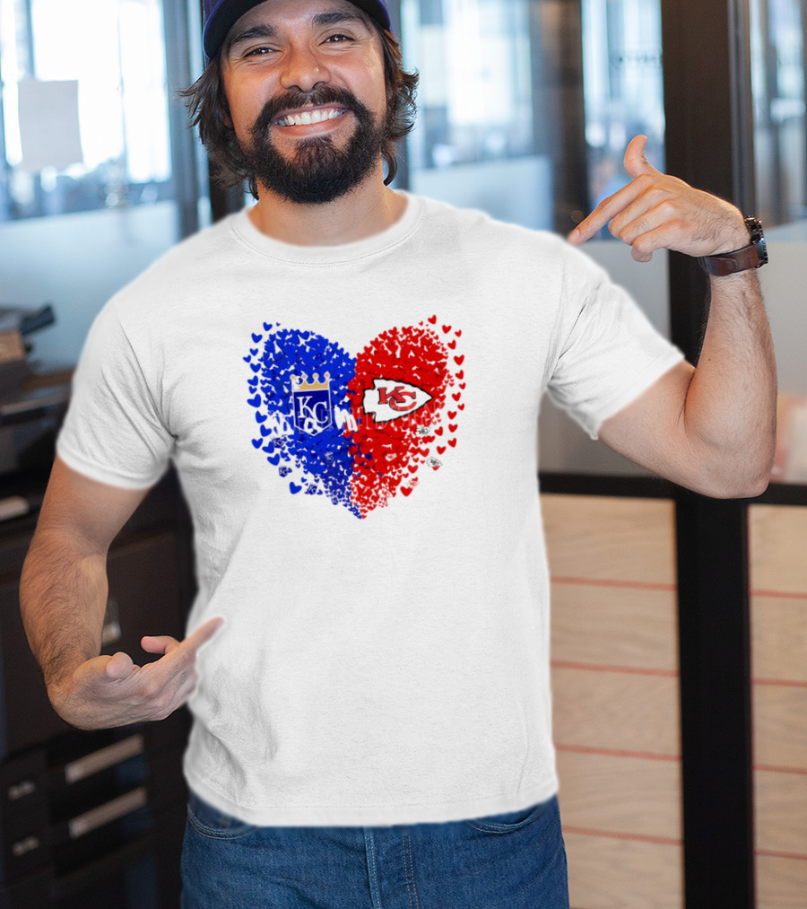 Heart Kansas City Royals KC And Kansas City Chiefs KC T-Shirt