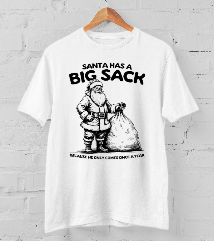 Santa Has A Big Sack Because He Only Comes Once A Year T-Shirt