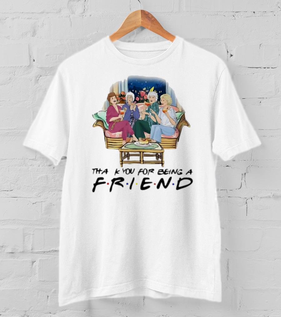 The Golden Girls Thank You For Being A FRIEND Sofa Scene With Colorful Drinks T-Shirt