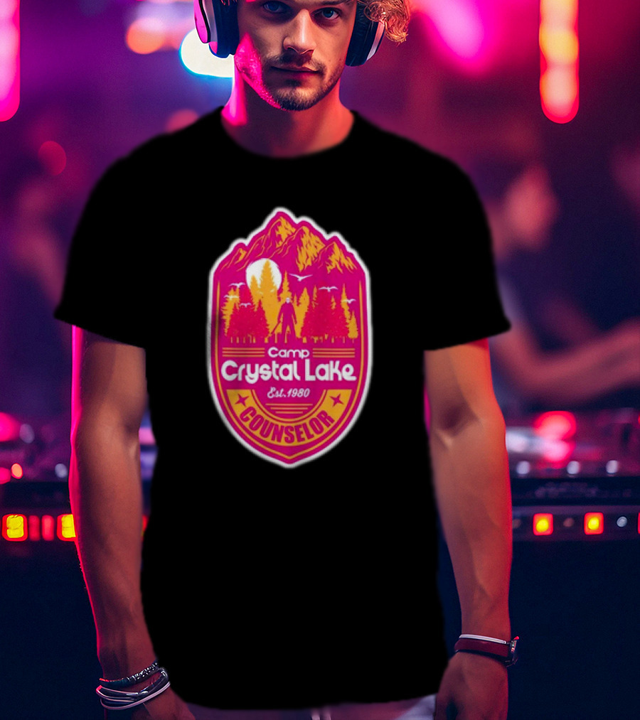 Camp Crystal Lake Counselor Est 1980 Vintage Badge T-Shirt