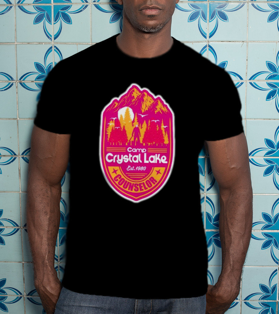 Camp Crystal Lake Counselor Est 1980 Vintage Badge T-Shirt
