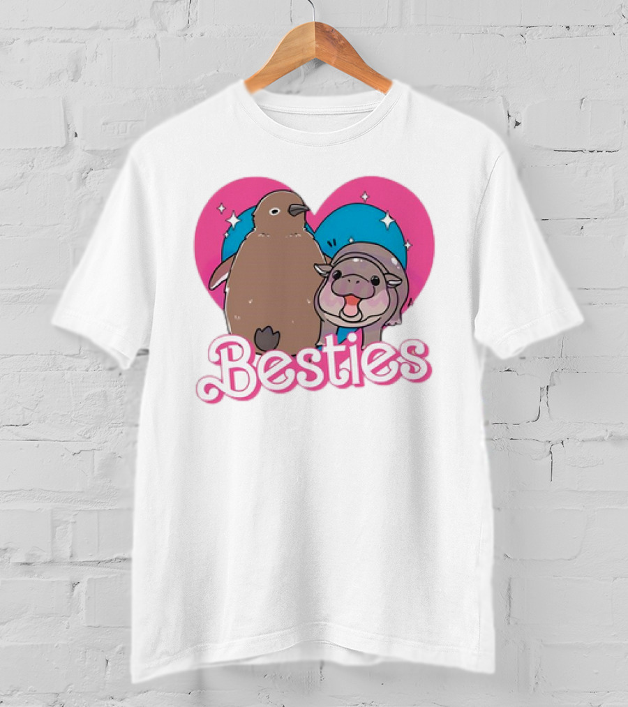 Best Friends Moo Deng Pesto Friendship Barbie Besties Heart T-Shirt