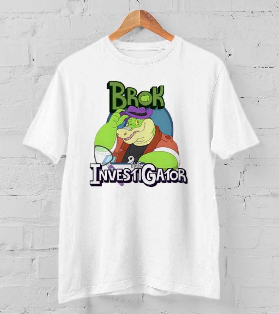 Brok The Investigator Gator Detective With Magnifying Glass And Purple Hat T-Shirt
