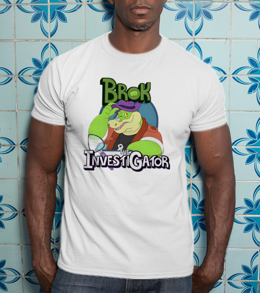 Brok The Investigator Gator Detective With Magnifying Glass And Purple Hat T-Shirt