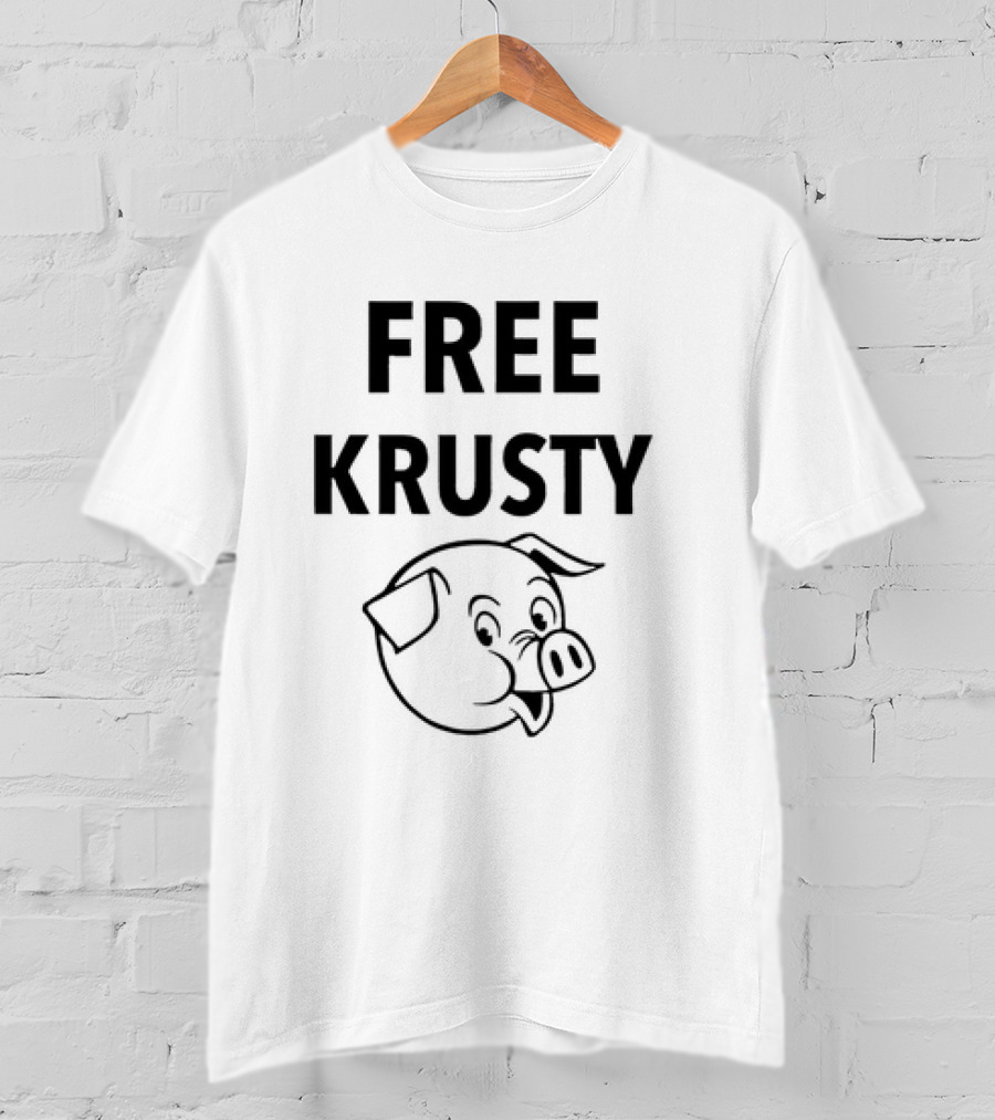 Free Krusty Pig Expressive Cartoon Head Drawing T-Shirt