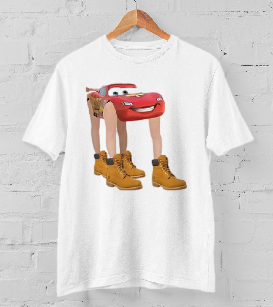 Lightning McQueen With Legs Cartoon Boots T-Shirt