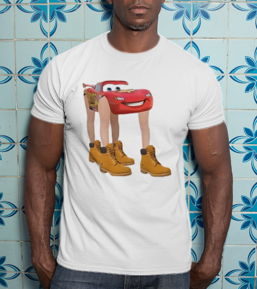 Lightning McQueen With Legs Cartoon Boots T-Shirt