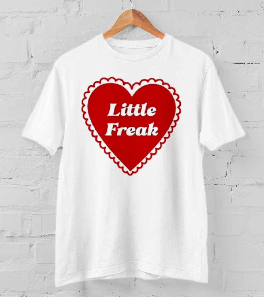 Little Freak Heart Red Scalloped Text T-Shirt