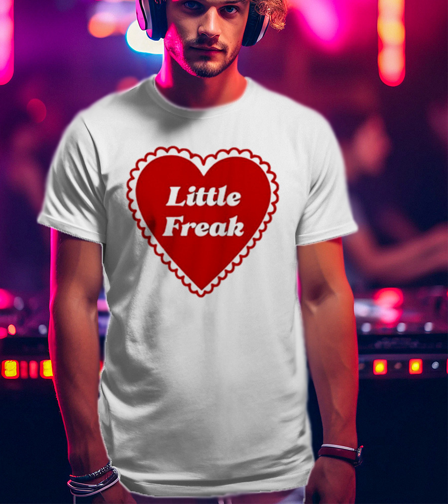 Little Freak Heart Red Scalloped Text T-Shirt