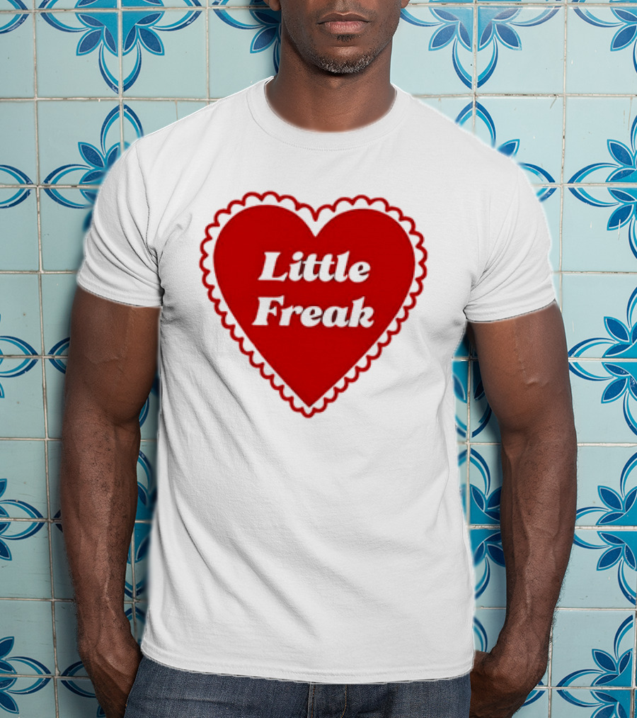 Little Freak Heart Red Scalloped Text T-Shirt