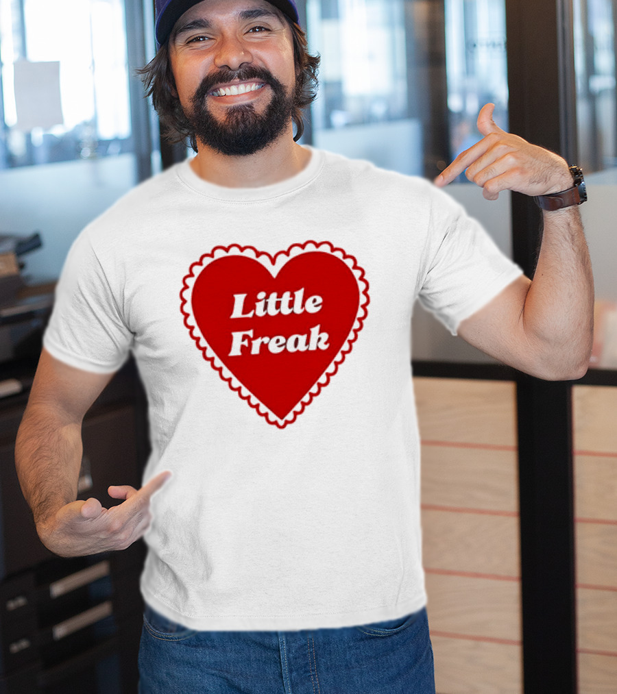 Little Freak Heart Red Scalloped Text T-Shirt