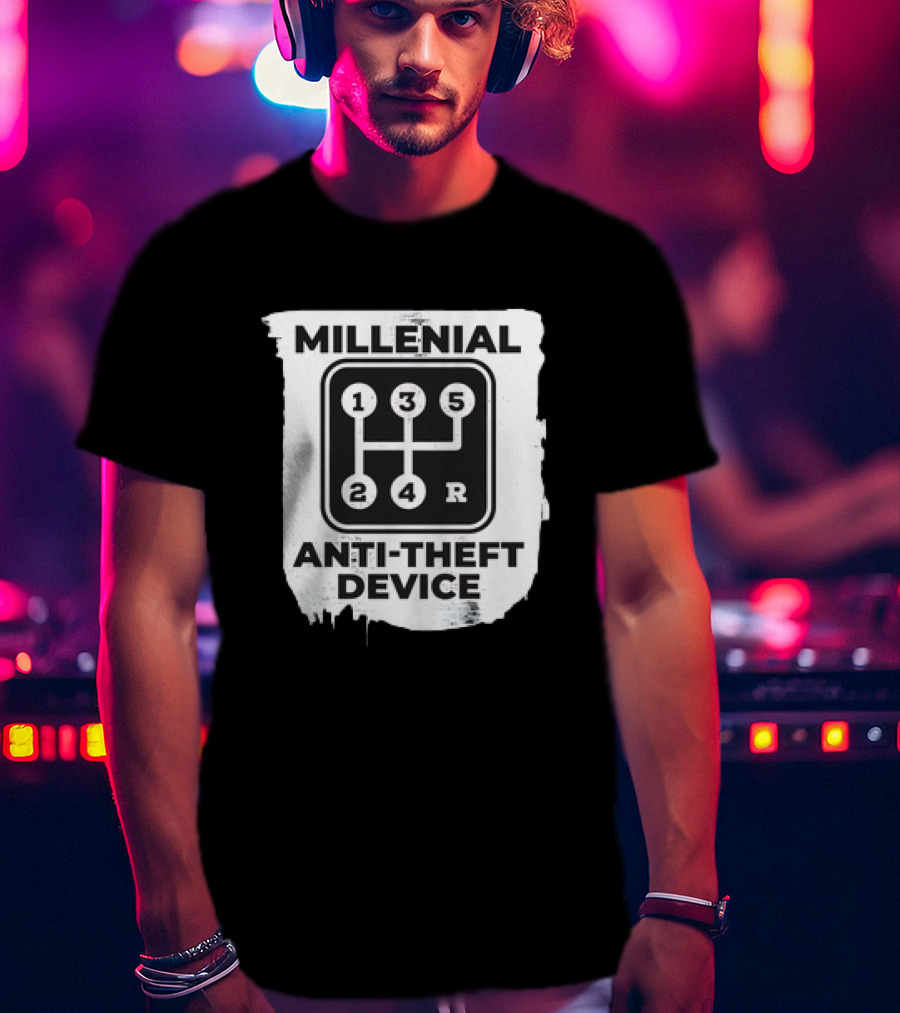 Millenial Anti-Theft Device Manual Gear Shift T-Shirt
