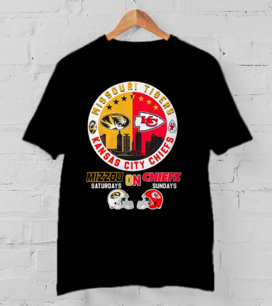 Missouri Tigers Mizzou Saturdays Kansas City Chiefs Sundays T-Shirt