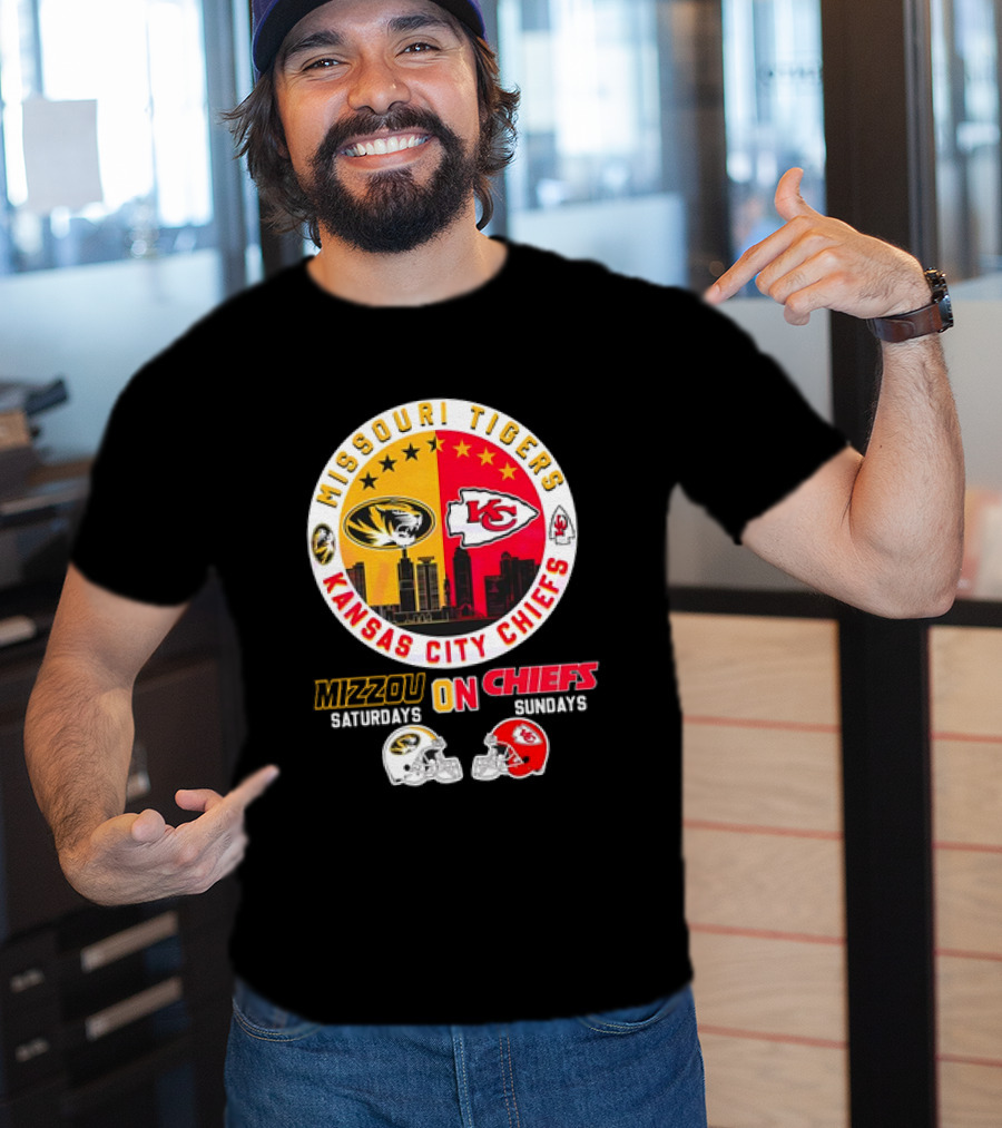 Missouri Tigers Mizzou Saturdays Kansas City Chiefs Sundays T-Shirt