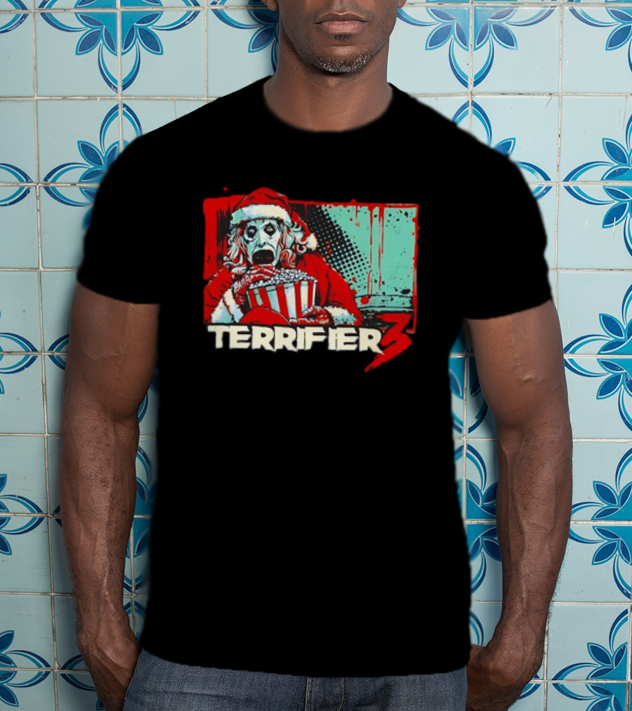 Terrifier 3 Santa Popcorn Horror Scene T-Shirt