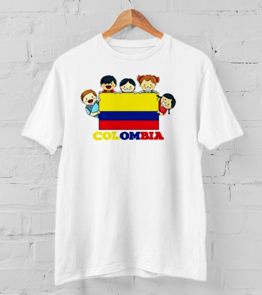 Colombia Flag Hispanic Heritage Month Cartoon Kids Colombian Flag T-Shirt