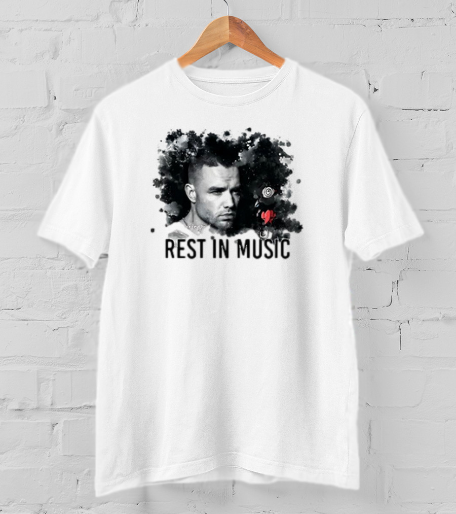 Liam Payne Rest In Music Portrait With Artistic Black And Red Accents T-Shirt