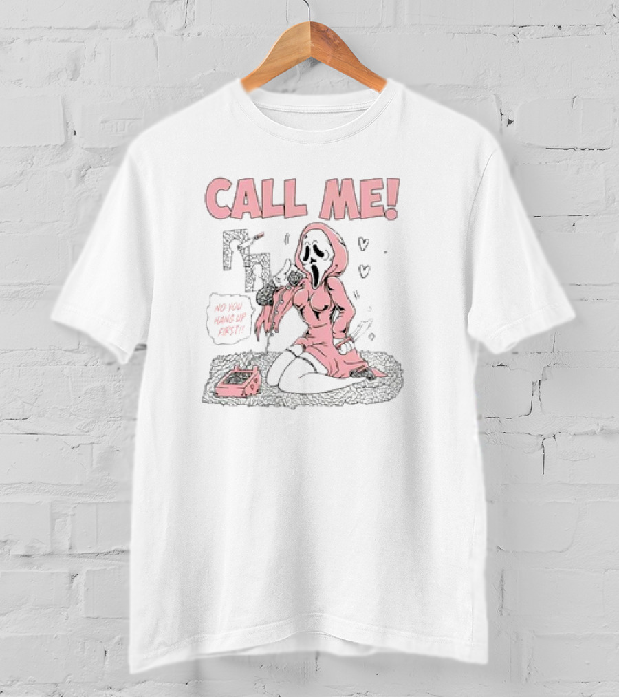 Ringup Cartoon Ghostface Girl Call Me No You Hang Up First T-Shirt