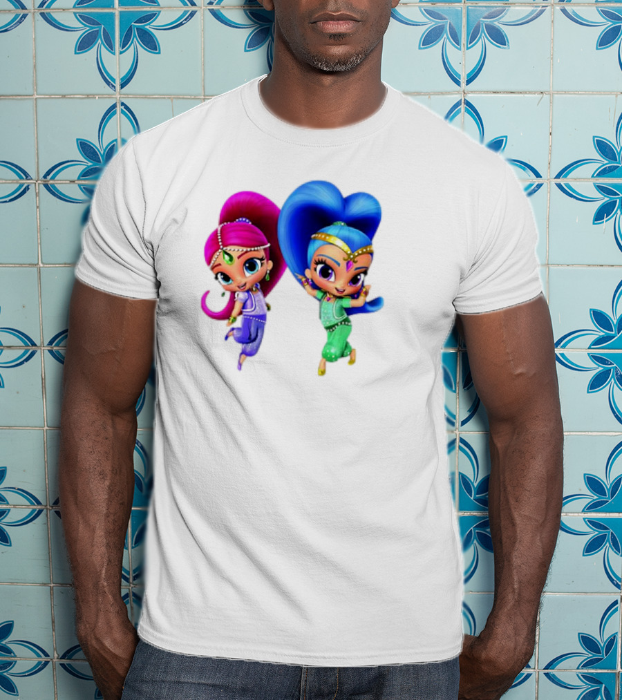 Shimmer And Shine Cartoon Girl Friend Duo With Vibrant Colors T-Shirt