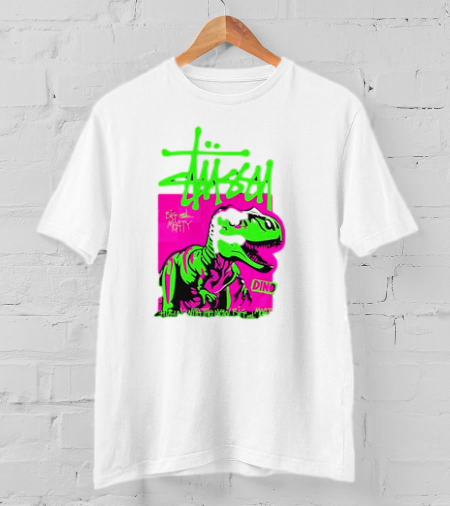 Stussy Big And Meaty Dino Cartoon T-Shirt