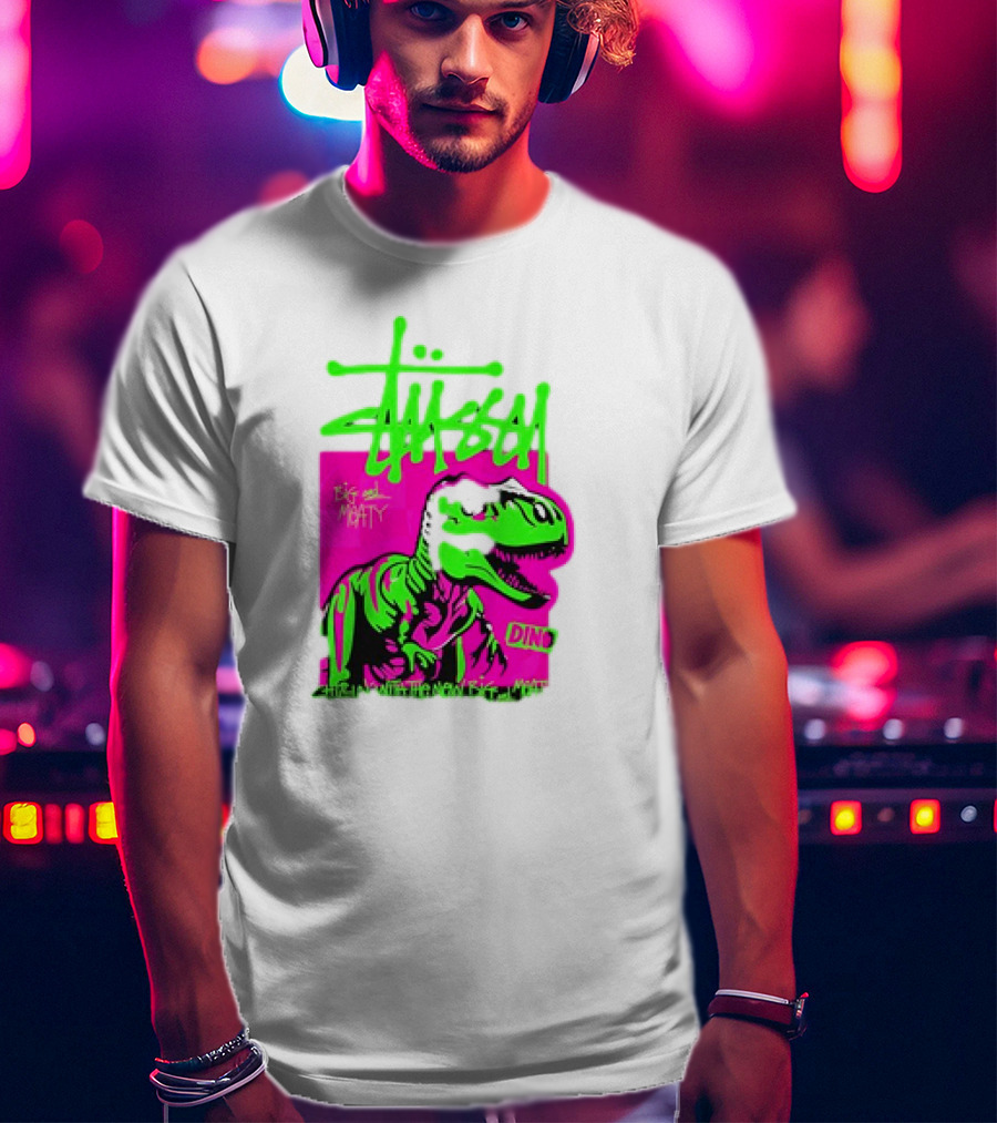 Stussy Big And Meaty Dino Cartoon T-Shirt