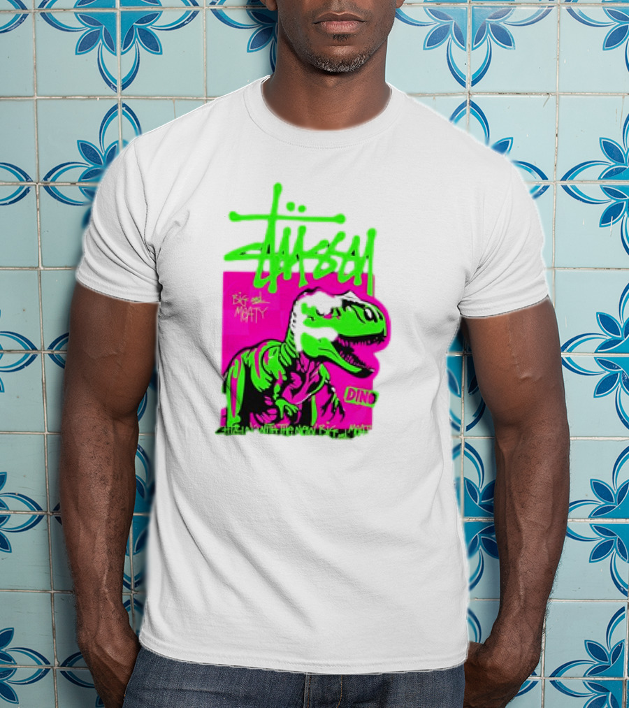 Stussy Big And Meaty Dino Cartoon T-Shirt
