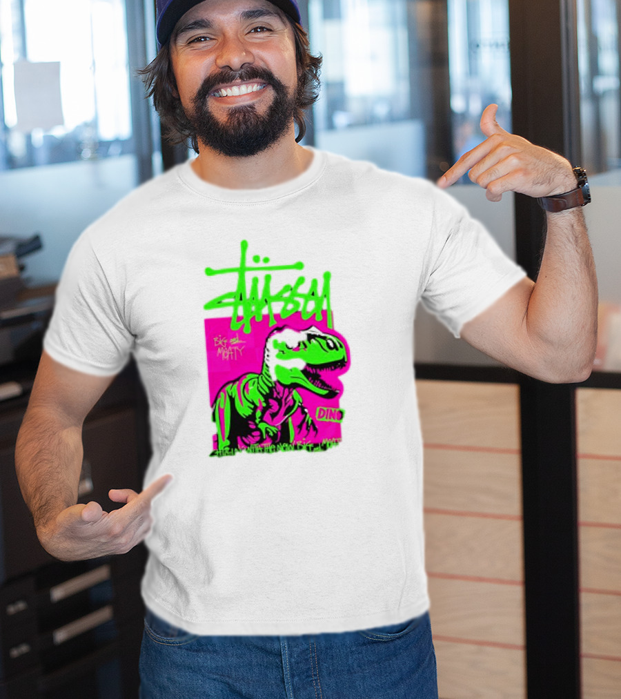 Stussy Big And Meaty Dino Cartoon T-Shirt