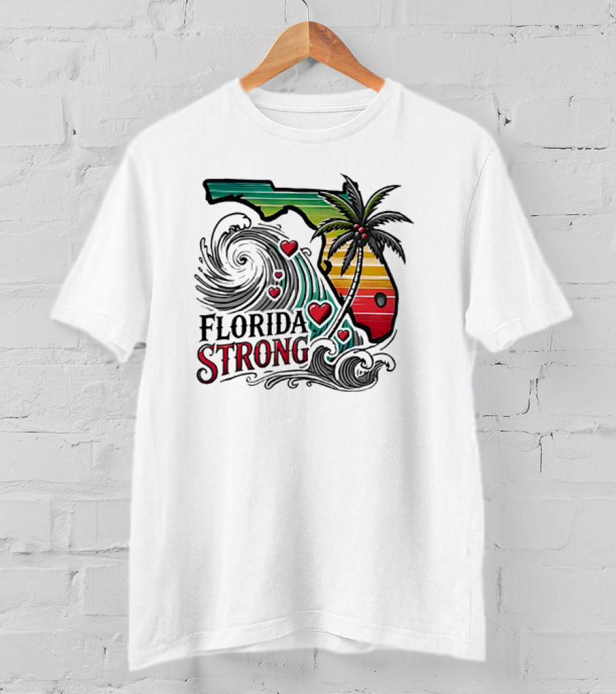 Florida Strong Wave Palm Heart T-Shirt