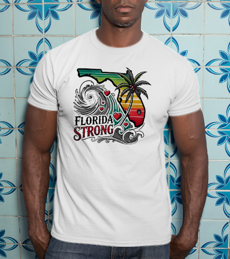 Florida Strong Wave Palm Heart T-Shirt