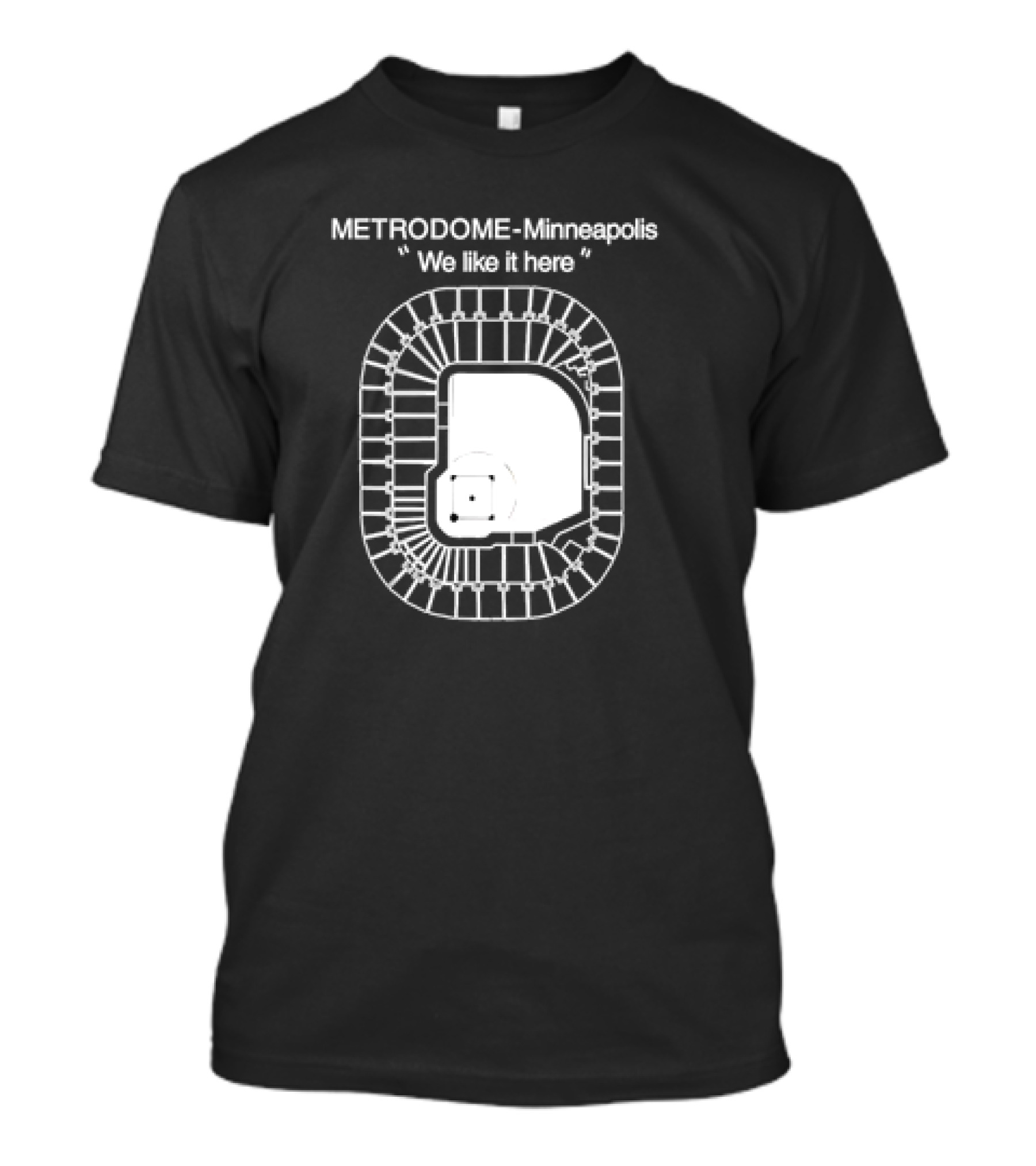 Metrodome Minneapolis We Like It Here Stadium Blueprint T-Shirt
