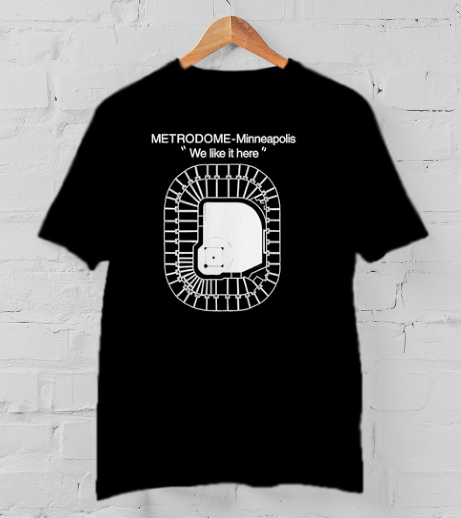 Metrodome Minneapolis We Like It Here Stadium Blueprint T-Shirt