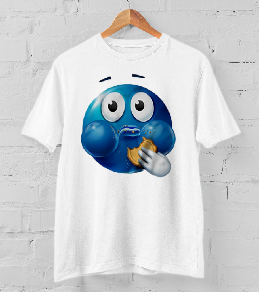 Blue Emoji With Cookie Meme T-Shirt