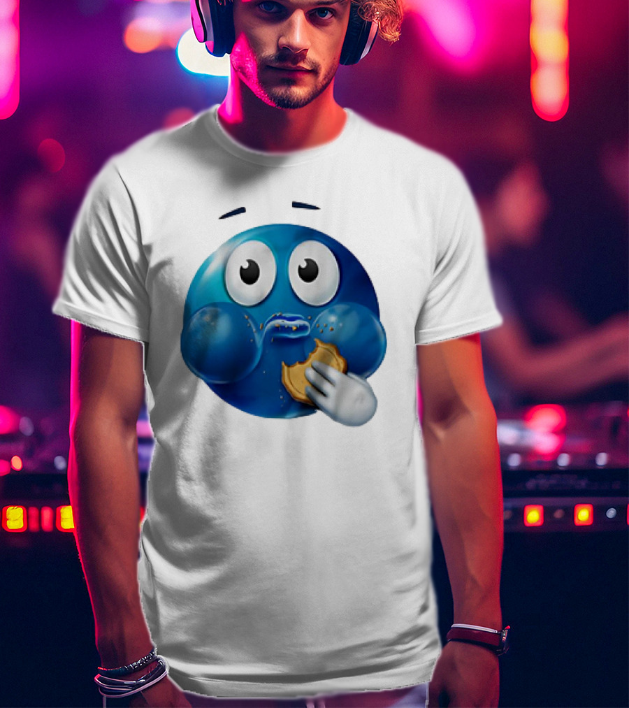 Blue Emoji With Cookie Meme T-Shirt