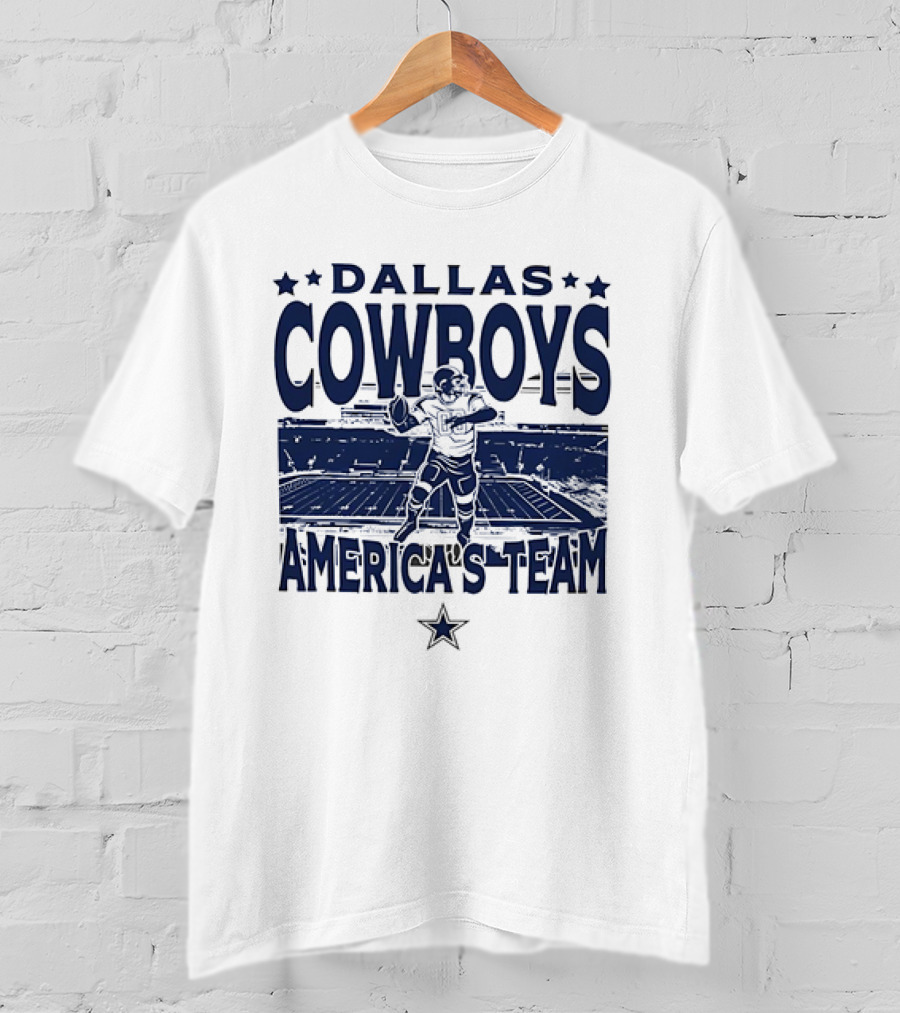 Dallas Cowboys America's Team Quarterback Stadium Blue T-Shirt