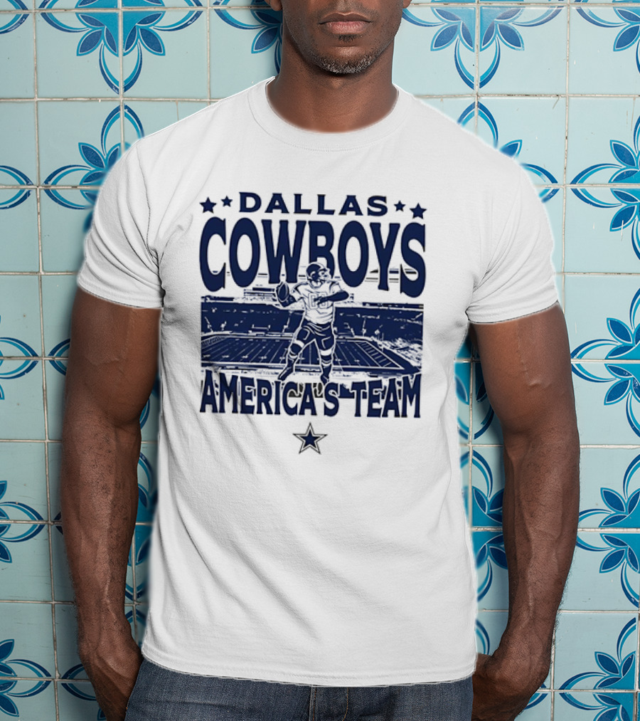 Dallas Cowboys America's Team Quarterback Stadium Blue T-Shirt