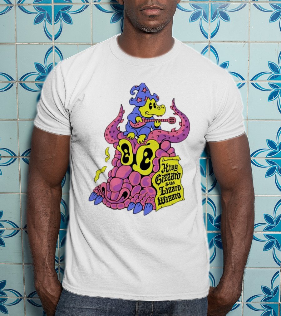 King Gizzard And The Lizard Wizard Gator Wizard Playing Guitar On Monster Head T-Shirt