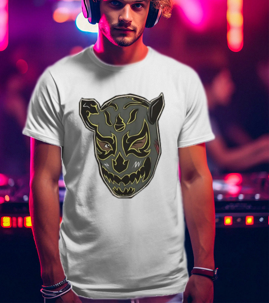 Luchador Black Mask With Grey And Yellow AEW T-Shirt