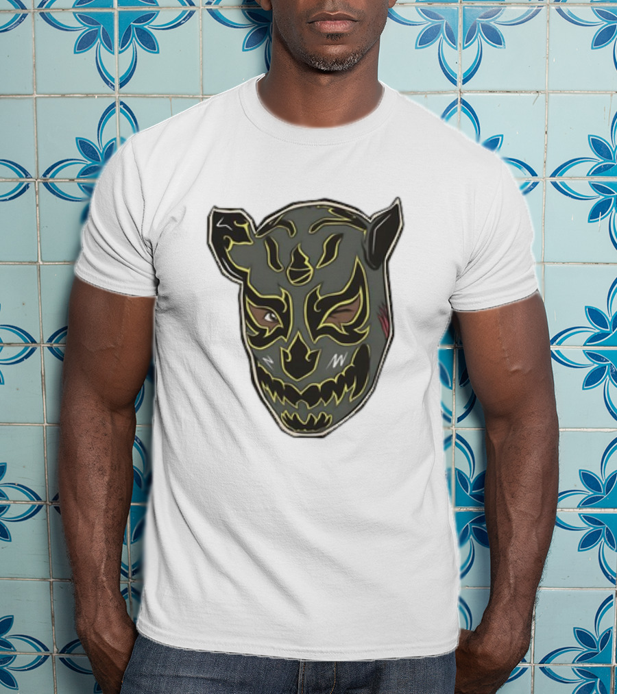 Luchador Black Mask With Grey And Yellow AEW T-Shirt