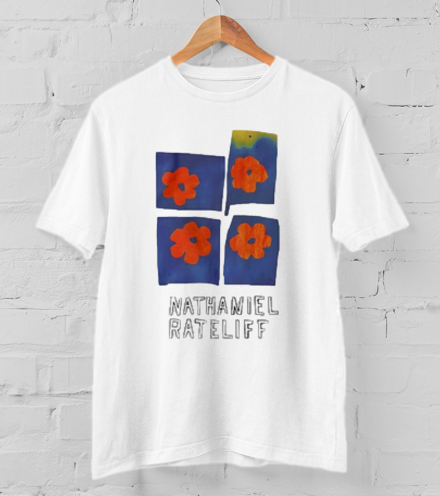 Nathaniel Rateliff Blue Squares Orange Flowers T-Shirt