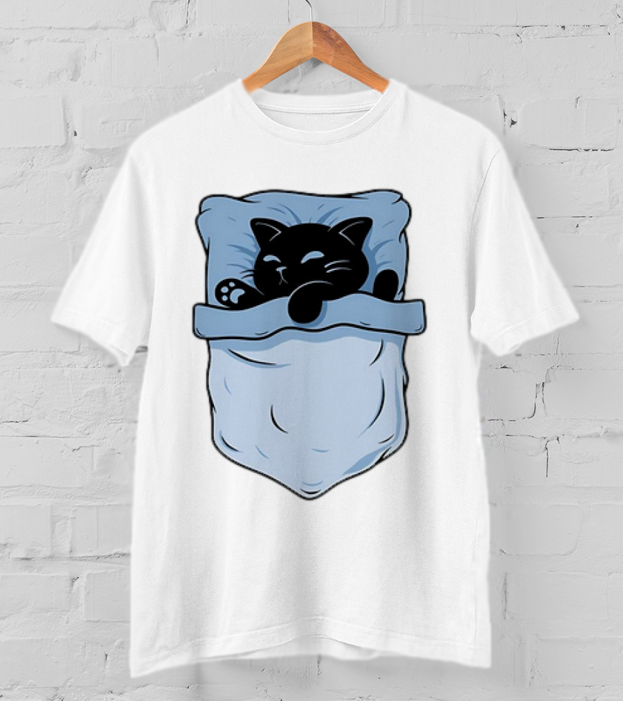 Pocket Nap Sleeping Cat Cuteness Cozy In Your Pocket T-Shirt