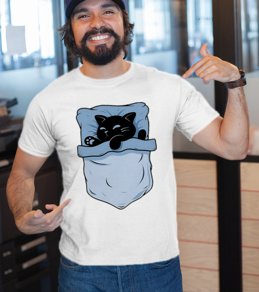 Pocket Nap Sleeping Cat Cuteness Cozy In Your Pocket T-Shirt