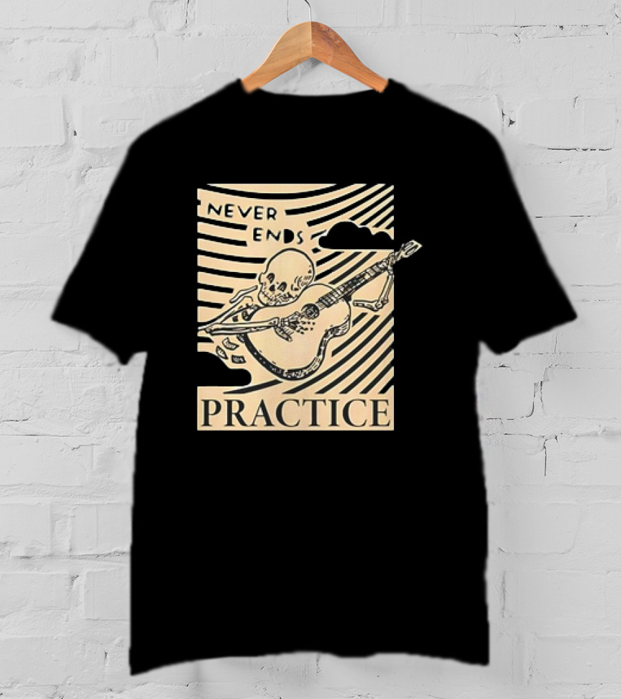 Lindy Day Never Ends Practice Skeleton Guitar T-Shirt