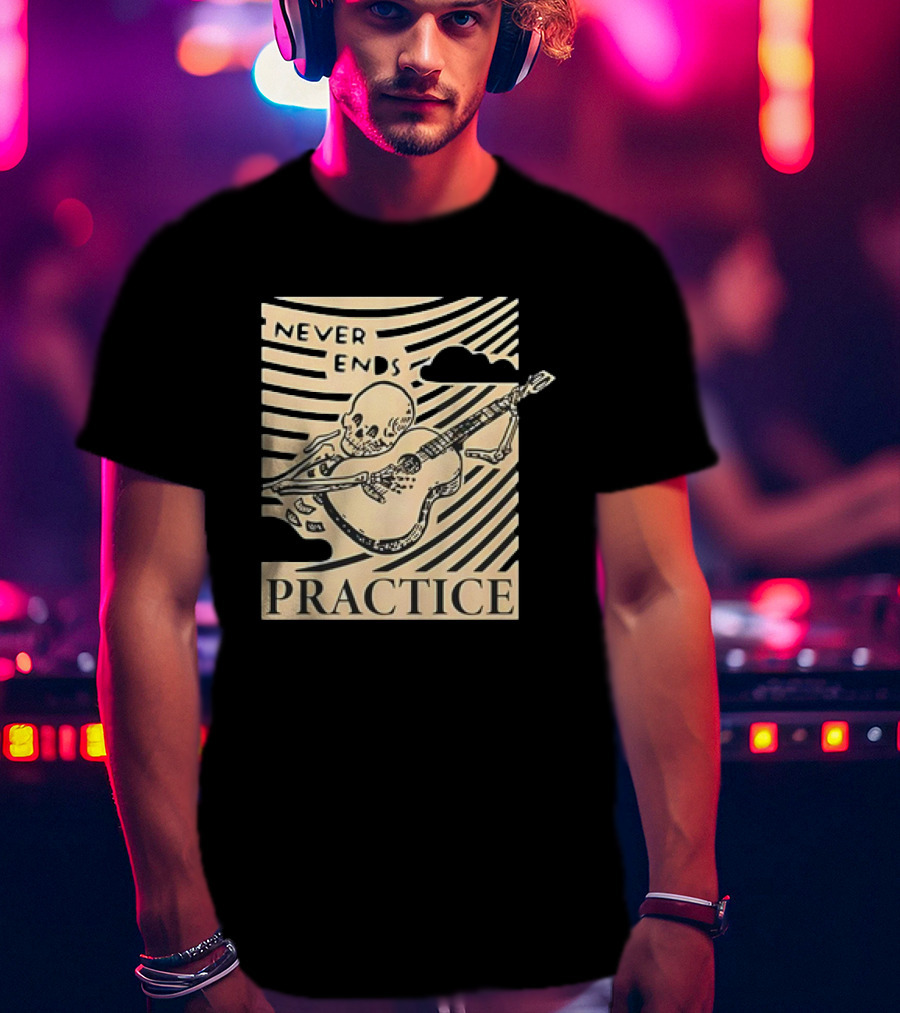 Lindy Day Never Ends Practice Skeleton Guitar T-Shirt