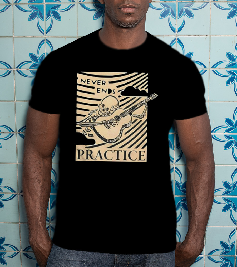 Lindy Day Never Ends Practice Skeleton Guitar T-Shirt